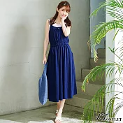 【KT】兩件式細肩繫帶洋裝 633　FREE深藍