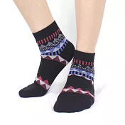 【 PULO 】幾何圖形撞色短襪幾何黑