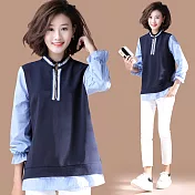 【MsMore】英國王妃優游春旅高雅精品假兩件上衣#j103604M藍