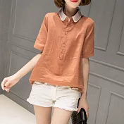 【NUMI】森-純色百搭娃娃領上衣-共4色-92000-(M-2XL可選)M磚紅色