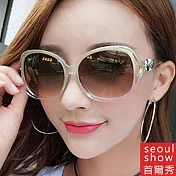 seoul show首爾秀 輕量狐狸頭太陽眼鏡UV400墨鏡 9030香檳金框茶色片