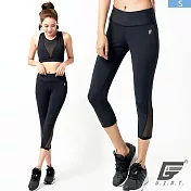 GIAT 網紗彈力七分機能褲S黑色