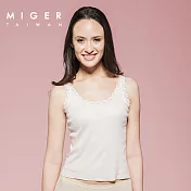 [MIGER密格內衣]羅紋蕾絲邊背心-台灣製- (編號673)FREE白色