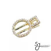 【SJ】日韓百搭鏤空幾何珍珠水鑽造型髮夾/邊夾(兩款)-圓形