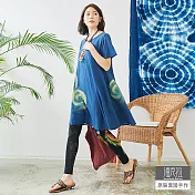 【潘克拉】花瓣層次刷色連身裙 TM520　FREE藍色