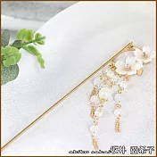 『坂井．亞希子』清新櫻花珍珠長款流蘇髮簪