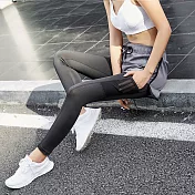 【KISSDIAMOND】高彈力假兩件防走光時尚瘦腿運動瑜珈褲-033S灰色