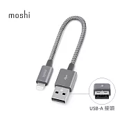 Moshi Integra™ 強韌系列 Lightning to USB-A 耐用充電/傳輸編織線(0.25 M)鈦灰