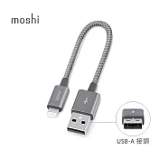 Moshi Integra™ 強韌系列 Lightning to USB-A 耐用充電/傳輸編織線（0.25 M）鈦灰