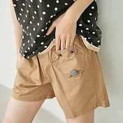 【慢。生活】貼布造型口袋百搭短褲 K1316　FREE卡其