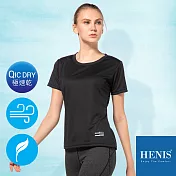 【HENIS】輕透涼感 細緻網眼機能衣 (女款)M黑