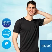 【HENIS】輕透涼感 細緻網眼機能衣 (男款)M黑