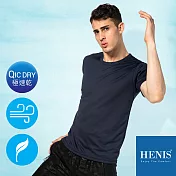 【HENIS】輕透涼感 細緻網眼機能衣 (男款)M藏青