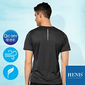 【HENIS】輕透涼感 細緻網眼機能衣 (男款)M深灰