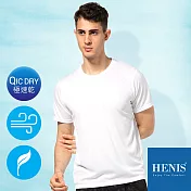 【HENIS】輕透涼感 細緻網眼機能衣 (男款)M白