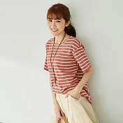 【慢。生活】色織條紋柔棉短T 1007　FREE紅條