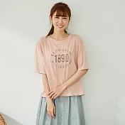 【慢。生活】數字繡線寬版短T 1101　FREE粉紅