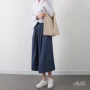 【AnZa】韓版鬆緊牛仔寬褲裙 (2色)FREE淺藍
