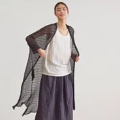 旅途原品_放風_原創設計鏤空肌理寬鬆針織長開衫 M/L　M黑色