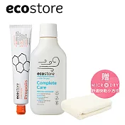 【ecostore】純淨蜂膠牙膏100g+漱口水450ml+贈MICRODRY舒適快乾小方巾(象牙白)