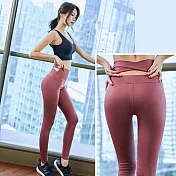 【KISSDIAMOND】塑腰交叉瑜珈運動緊身褲-8101XL磚紅