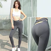 【KISSDIAMOND】塑腰交叉瑜珈運動緊身褲-8101S灰色