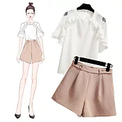 【初色】約會小清新襯衫套裝-共2色-93113(M-XL可選)M白色