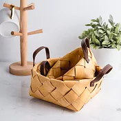【Homely Zakka】木趣食光手工木片手提編織籃/野餐籃/收納籃2入/組(大+小)