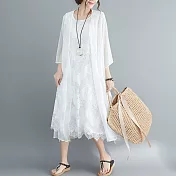 【MsMore】維納斯宮廷風蕾絲冰柔飄逸長外罩#j103805F白