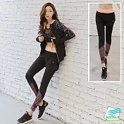 【BODYAIR嚴選】假兩件動能線條九分褲(瑜珈.運動.慢跑)S橘紫