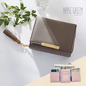 Apple Green 簡約皮革短夾(灰)