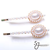 【SJ】氣質珍珠小舞會造型線夾/髮夾-金色2入
