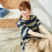 【慢。生活】寬配色條紋基本短T 1003　FREE綠藍