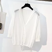 【初色】防曬開衫針織披肩薄外套-共4色-93242(F可選)F白色