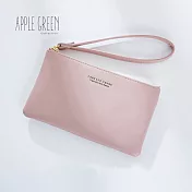 Apple Green 簡約皮革小手包(藕粉)