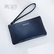 Apple Green 簡約皮革小手包(深藍)