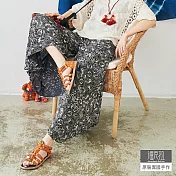 【潘克拉】半鬆緊腰原始圖騰八角褲 TM1030 FREE黑色