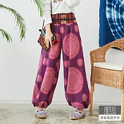 【潘克拉】編織腰圓圈印花燈籠褲 TM1036 FREE紫色