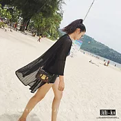 【Jilli~ko】韓版中長款鏤空防曬衫 J6578　FREE黑色