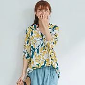 【慢。生活】薄款枇杷印花七分袖上衣 7223-41　FREE白色