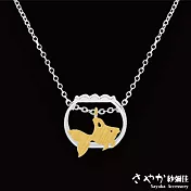 【Sayaka紗彌佳】Origami童趣摺紙系列-樂悠遊小金魚造型鋼鈦項鍊 -金色