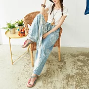 【潘克拉】雪花藍純棉綁染飛鼠褲 TM1084 FREE藍灰