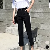 【MsMore】韓國明星風範修長九分透氣涼感西褲#j104052M黑