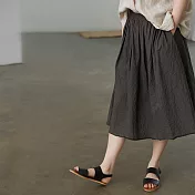 旅途原品_清淺_原創設計高品質肌理棉經典傘裙 M/L/XL　L深灰色