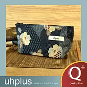 uhplus Q-plus寬底筆袋-小町日和(藍)