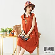 【潘克拉】手工織線無袖繭型連身裙 TM1044 FREE橘色