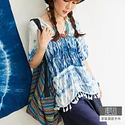 【潘克拉】藍染前後V領罩衫上衣 TM1072 FREE藍色