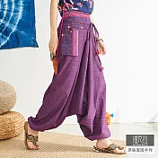 【潘克拉】半鬆緊印花綁帶飛鼠褲 TM1042 FREE紫色