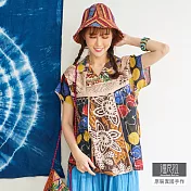 【潘克拉】印度繡線襯衫領拼布上衣 TM560 FREE拼布