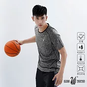 【遊遍天下】MIT男款透氣吸排抗UV速乾運動圓領衫(GS20007)L黑灰